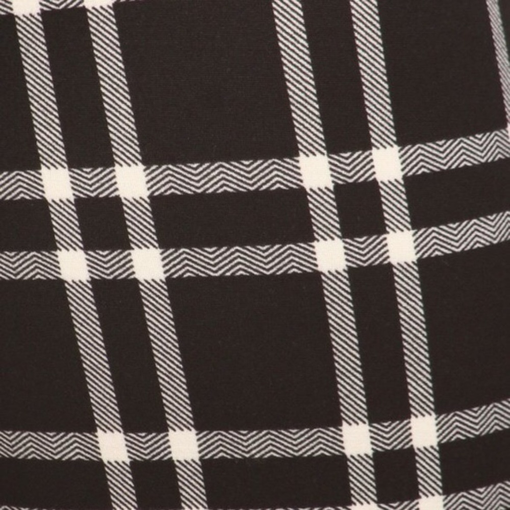 Soft Black White Plaid Lined Leggings - Picture 3 of 7